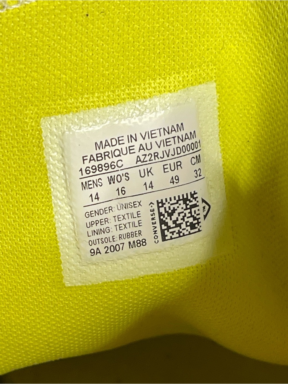 Converse High Top Sneakers in Neon Yellow and Cream - Picture 11 of 16
